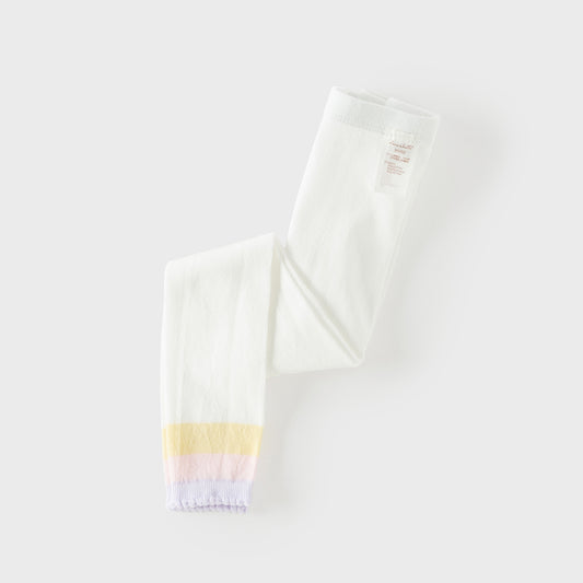 Dave&Bella Summer Kids Girls Cute Beige/Pink Lightweight Slim Footless Tights Leggings