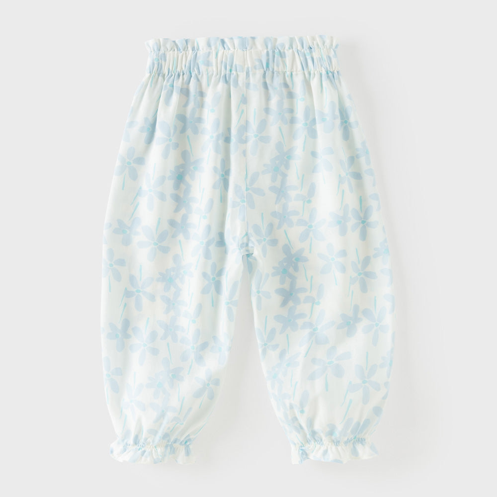 Dave&Bella Summer Toddler Girls Blue/Pink Flower Print Mosquito Proof Comfortable Pants