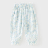 Dave&Bella Summer Toddler Girls Blue/Pink Flower Print Mosquito Proof Comfortable Pants