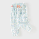 Dave&Bella Summer Toddler Girls Blue/Pink Flower Print Mosquito Proof Comfortable Pants