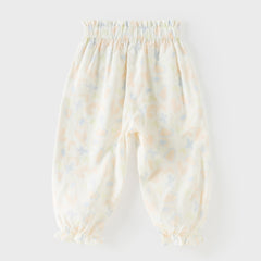Dave&Bella Summer Toddler Girls Blue/Pink Flower Print Mosquito Proof Comfortable Pants