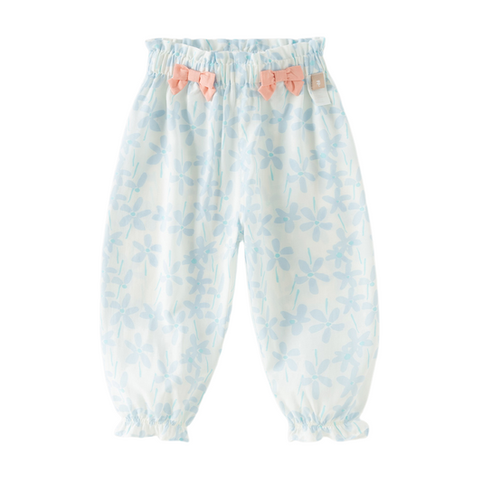 Dave&Bella Summer Toddler Girls Blue/Pink Flower Print Mosquito Proof Comfortable Pants