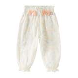 Dave&Bella Summer Toddler Girls Blue/Pink Flower Print Mosquito Proof Comfortable Pants