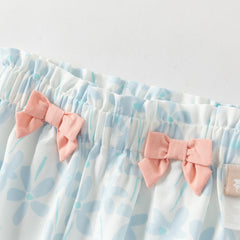 Dave&Bella Summer Toddler Girls Blue/Pink Flower Print Mosquito Proof Comfortable Pants