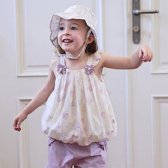 Dave&Bella Toddler Girls Stylish Purple Floral Print Lightweight Cotton Fisherman Hats