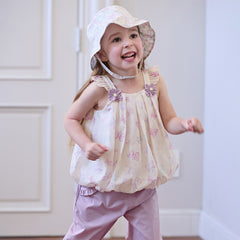 Dave&Bella Toddler Girls Stylish Purple Floral Print Lightweight Cotton Fisherman Hats
