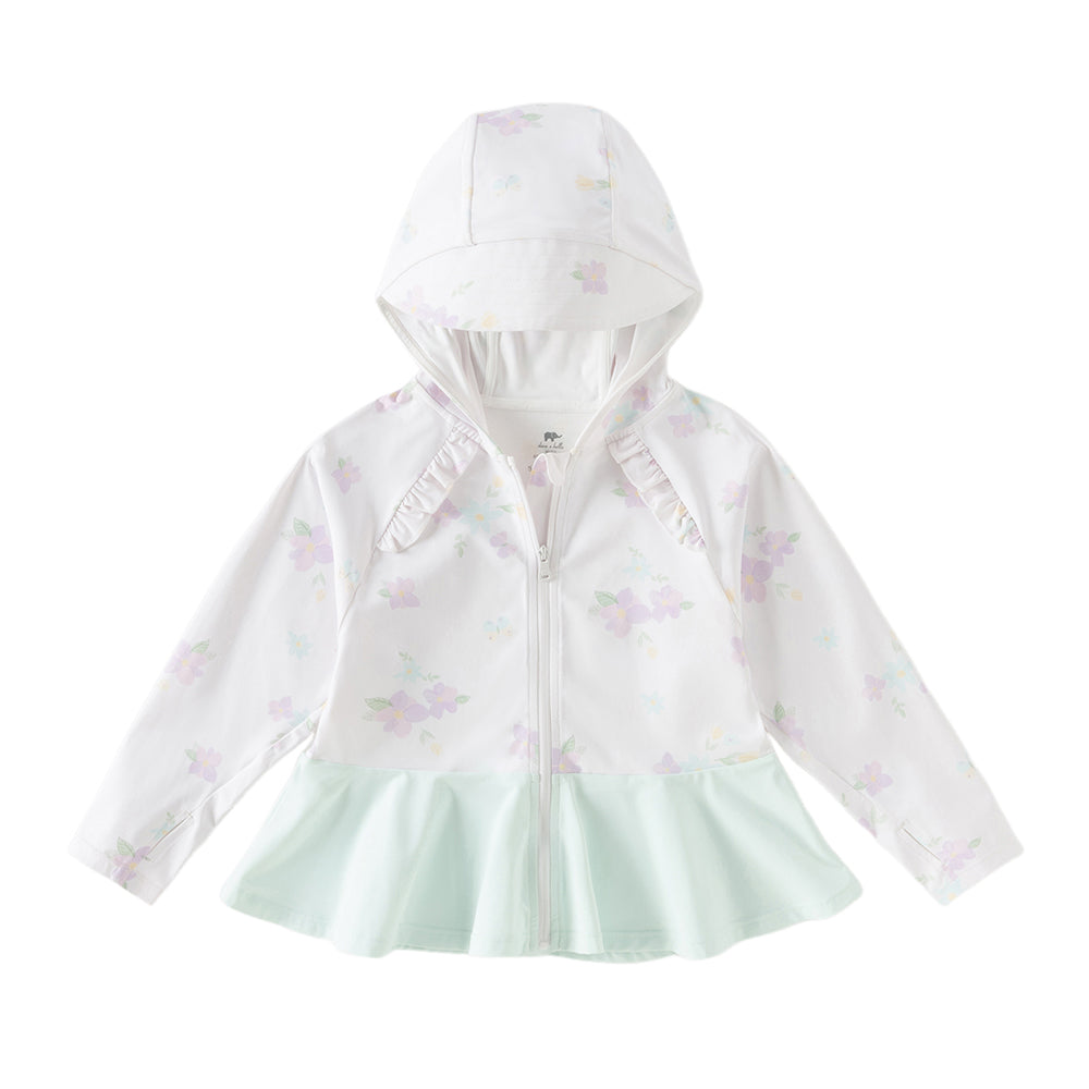 Dave&Bella Toddler Girls Cute Print Outwear Hooded Lightweight Summer Screen Jackets