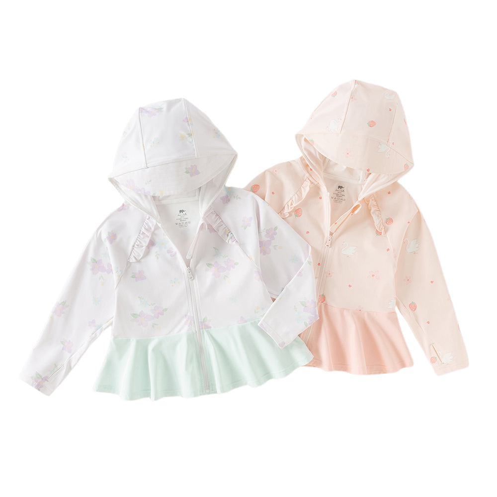 Dave&Bella Toddler Girls Cute Print Outwear Hooded Lightweight Summer Screen Jackets