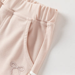 Dave&Bella Summer Toddler Girls Pink/Grey Slim Stretchable Comfortable Pants
