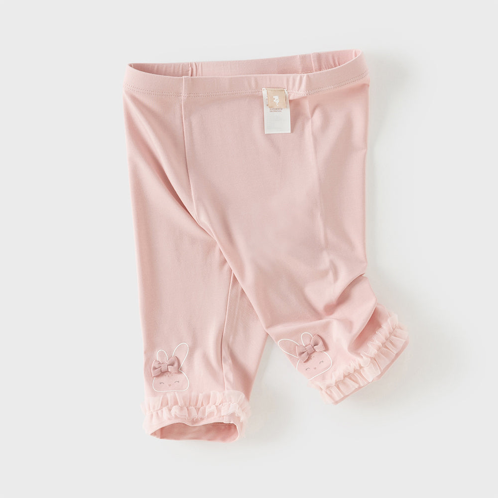 Dave&Bella Toddler Girls Summer Pink/Beige/Light Grey Lightweight Slim Leggings