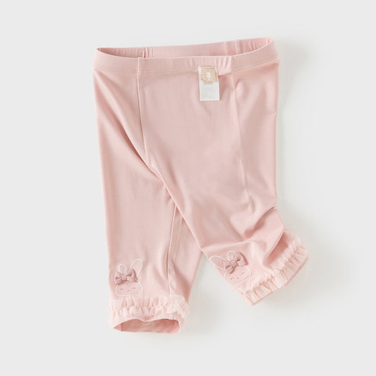 Dave&Bella Toddler Girls Summer Pink/Beige/Light Grey Lightweight Slim Pants