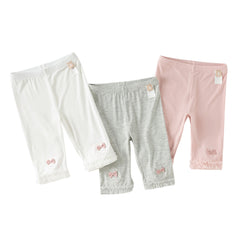 Dave&Bella Toddler Girls Summer Pink/Beige/Light Grey Lightweight Slim Pants