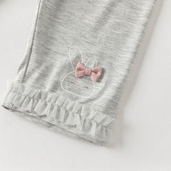 Dave&Bella Toddler Girls Summer Pink/Beige/Light Grey Lightweight Slim Pants