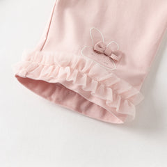 Dave&Bella Toddler Girls Summer Pink/Beige/Light Grey Lightweight Slim Pants