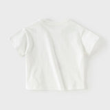 Dave&Bella Toddler Girls Summer Playful Print Pink/White Breathable Cotton T-shirts