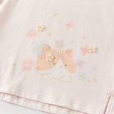 Dave&Bella Toddler Girls Summer Playful Print Pink/White Breathable Cotton T-shirts