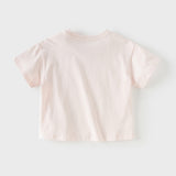 Dave&Bella Toddler Girls Summer Playful Print Pink/White Breathable Cotton T-shirts