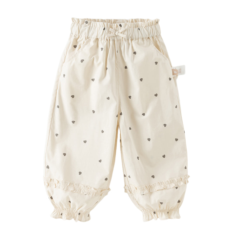 Dave&Bella Toddler Girls Summer Pink/Beige Print Loose Lightweight Soft Jogger Pants