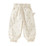 Dave&Bella Toddler Girls Summer Pink/Beige Print Loose Lightweight Soft Jogger Pants