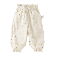 Dave&Bella Toddler Girls Summer Pink/Beige Print Loose Lightweight Soft Jogger Pants