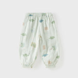Dave&Bella Toddler Boys Summer Playful Print Green/Green Breathable Loose Jogger Pants