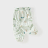 Dave&Bella Toddler Boys Summer Playful Print Green/Green Breathable Loose Jogger Pants