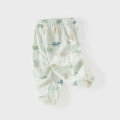 Dave&Bella Toddler Boys Summer Playful Print Green/Green Breathable Loose Jogger Pants