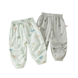 Dave&Bella Toddler Boys Summer Playful Print Green/Green Breathable Loose Jogger Pants