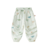 Dave&Bella Toddler Boys Summer Playful Print Green/Green Breathable Loose Jogger Pants