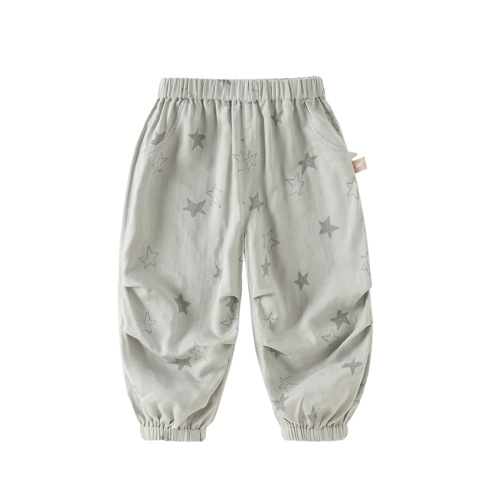 Dave&Bella Toddler Boys Summer Playful Print Green/Green Breathable Loose Jogger Pants
