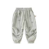 Dave&Bella Toddler Boys Summer Playful Print Green/Green Breathable Loose Jogger Pants