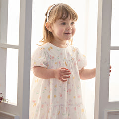 Dave&Bella Summer Toddler Girls Adorable White Print Breathable Cotton Party Dress