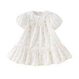 Dave&Bella Summer Toddler Girls Adorable White Print Breathable Cotton Party Dress