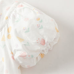 Dave&Bella Summer Toddler Girls Adorable White Print Breathable Cotton Party Dress