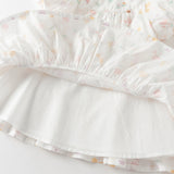 Dave&Bella Summer Toddler Girls Adorable White Print Breathable Cotton Party Dress