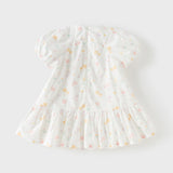 Dave&Bella Summer Toddler Girls Adorable White Print Breathable Cotton Party Dress
