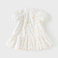 Dave&Bella Summer Toddler Girls Adorable White Print Breathable Cotton Party Dress