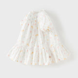 Dave&Bella Summer Toddler Girls Adorable White Print Breathable Cotton Party Dress