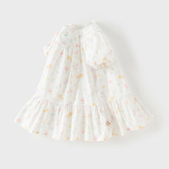 Dave&Bella Summer Toddler Girls Adorable White Print Breathable Cotton Party Dress