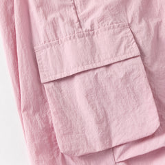 Dave&Bella Kids Girls/Boys Summer Pink/Grey Adjustable-waistband Wide Jogger Pants