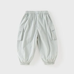 Dave&Bella Kids Girls/Boys Summer Pink/Grey Adjustable-waistband Wide Jogger Pants