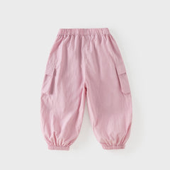 Dave&Bella Kids Girls/Boys Summer Pink/Grey Adjustable-waistband Wide Jogger Pants