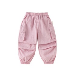 Dave&Bella Kids Girls/Boys Summer Pink/Grey Adjustable-waistband Wide Jogger Pants
