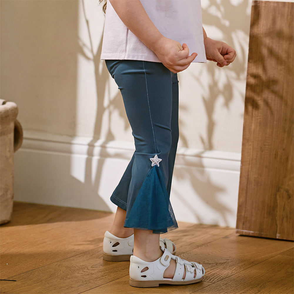 Dave&Bella Toddler Girls Summer Blue Sunscreen Casual Mesh Flared Yoga Leggings