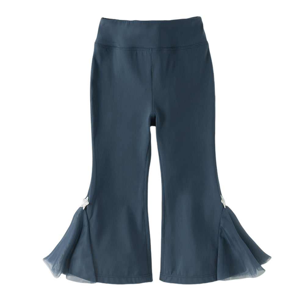 Dave&Bella Toddler Girls Summer Blue Sunscreen Casual Mesh Flared Yoga Leggings