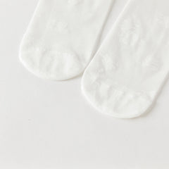 Dave&Bella Children Girls Summer White Breathable Thin Sweet Lace Mid-calf Socks
