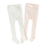Dave&Bella Toddler Girls Summer Cute Pink/White Lightweight Slim Footed Tights