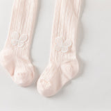 Dave&Bella Toddler Girls Summer Cute Pink/White Lightweight Slim Footed Tights