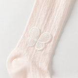 Dave&Bella Toddler Girls Summer Cute Pink/White Lightweight Slim Footed Tights