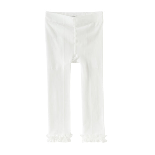 Dave&Bella Kids Girls Summer Soft Stretchy White Versatile Footless Slim Tights Leggings